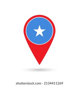 Map pointer with contry Somalia. Somalia flag. Vector illustration.