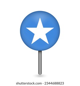 Map pointer with contry Somalia. Somalia flag. Vector illustration.