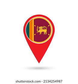 Map pointer with contry Sri Lanka. Sri Lanka flag. Vector illustration.