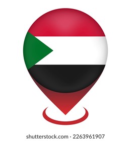 Map pointer with contry Sudan. Sudan flag. Vector illustration.