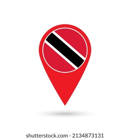 Map pointer with contry Trinidad and Tobago. Trinidad and Tobago flag. Vector illustration.
