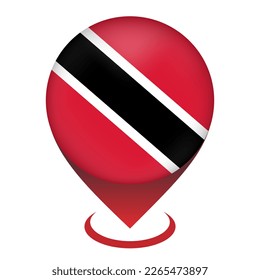 Map pointer with contry Trinidad and Tobago. Trinidad and Tobago flag. Vector illustration.