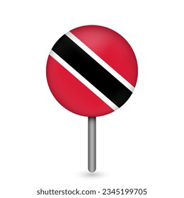 Map pointer with contry Trinidad and Tobago. Trinidad and Tobago flag. Vector illustration.