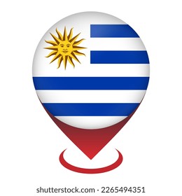 Map pointer with contry Uruguay. Uruguay flag. Vector illustration.