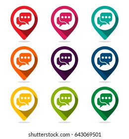 Map pointer with conversation icon
