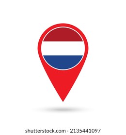 Map pointer with country Caribbean Netherlands. Caribbean Netherlands flag. Vector illustration.