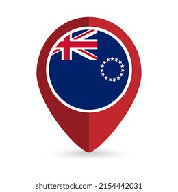 Map pointer with country Cook Islands. Cook Islands flag. Vector illustration.