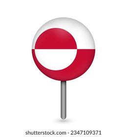 Kartenzeiger mit Grönland. Grönländische Flagge. Vektorgrafik.