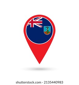 Map pointer with country Montserrat. Montserrat flag. Vector illustration.