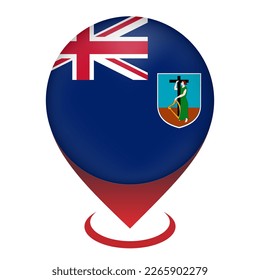 Map pointer with country Montserrat. Montserrat flag. Vector illustration.