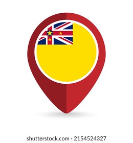 Mapa el puntero con el país Niue. Bandera de Niue. Ilustración vectorial.