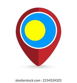 Map pointer with country Palau. Palau flag. Vector illustration.