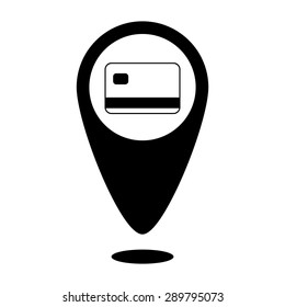 Map pointer credit card sign icon.
