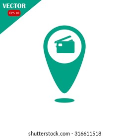 Map pointer credit card sign icon