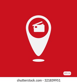 Map pointer credit card sign icon