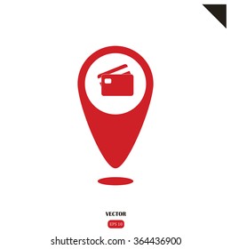 Map pointer credit card sign icon