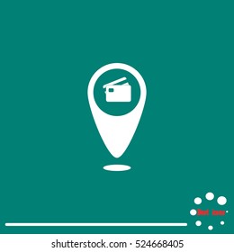 Map pointer credit card sign icon