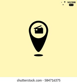 Map pointer credit card sign icon