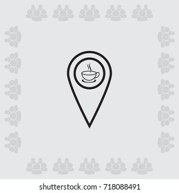 Map pointer with cup of tea vector icon
