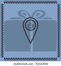 Map pointer with cup of tea vector icon
