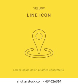 Map pointer Cute yellow thin line icon / logo Design