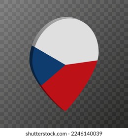 Map pointer with Czech Republic flag. Vector illustration.