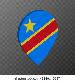 Map pointer with Democratic Republic of the Congo flag. Vector illustration.