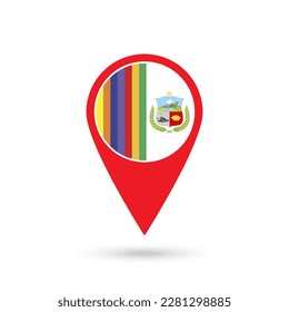Map pointer with Department of Apurimac Flag. Peru. Vector Illustration.