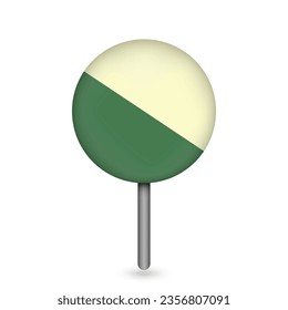 Map pointer with Department of Huanuco Flag. Peru. Vector Illustration.