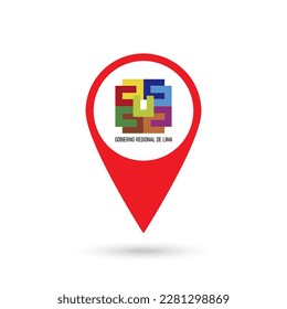 Map pointer with Department of Lima Flag. Peru. Vector Illustration.