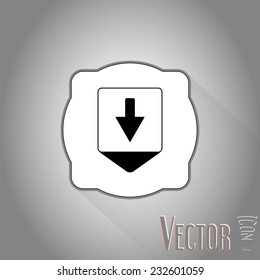 Map pointer with directional arrow. Pointer down. Flat design style. Made in vector