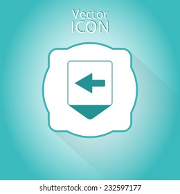 Map pointer with directional arrow. Pointer left. Flat design style. Made in vector