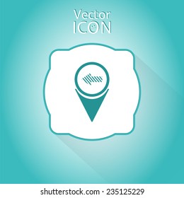 Map pointer with directional arrow. Pointer left. Flat design style. Made in vector