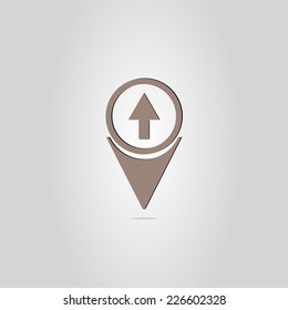 Map pointer with directional arrow. Made in vector