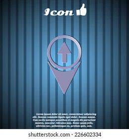 Map pointer with directional arrow. Made in vector