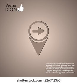 Map pointer with directional arrow. Made in vector