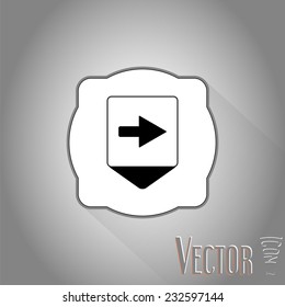 Map pointer with directional arrow. Pointer to the right. Flat design style. Made in vector
