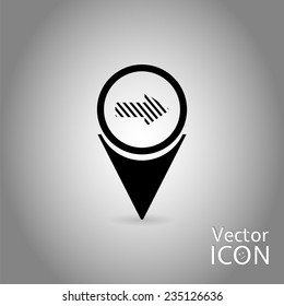 Map pointer with directional arrow. Pointer to the right. Flat design style. Made in vector