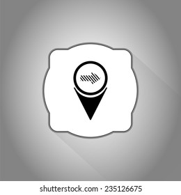 Map pointer with directional arrow. Pointer to the right. Flat design style. Made in vector