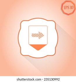 Map pointer with directional arrow. Pointer to the right. Flat design style. Made in vector