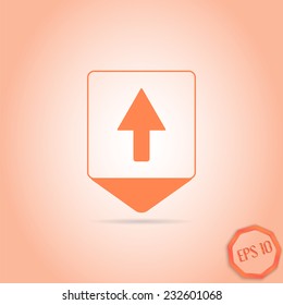 Map pointer with directional arrow. Pointer up. Flat design style. Made in vector