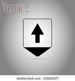Map pointer with directional arrow. Pointer up. Flat design style. Made in vector