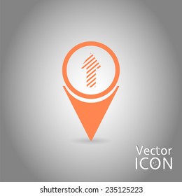 Map pointer with directional arrow. Pointer up. Flat design style. Made in vector