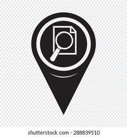 Map Pointer Document And Magnifying Glass Icon