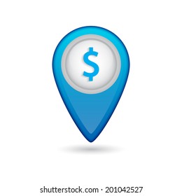 Map pointer with dollar sign. EPS10 vector