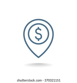 Map pointer with dollar sign icon