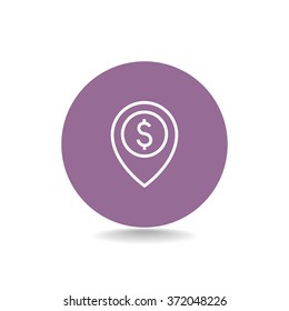 Map pointer with dollar sign icon