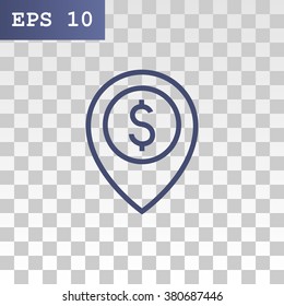 Map pointer with dollar sign icon