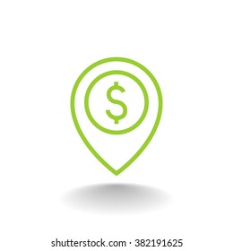Map pointer with dollar sign icon