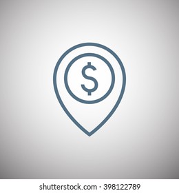 Map pointer with dollar sign icon
